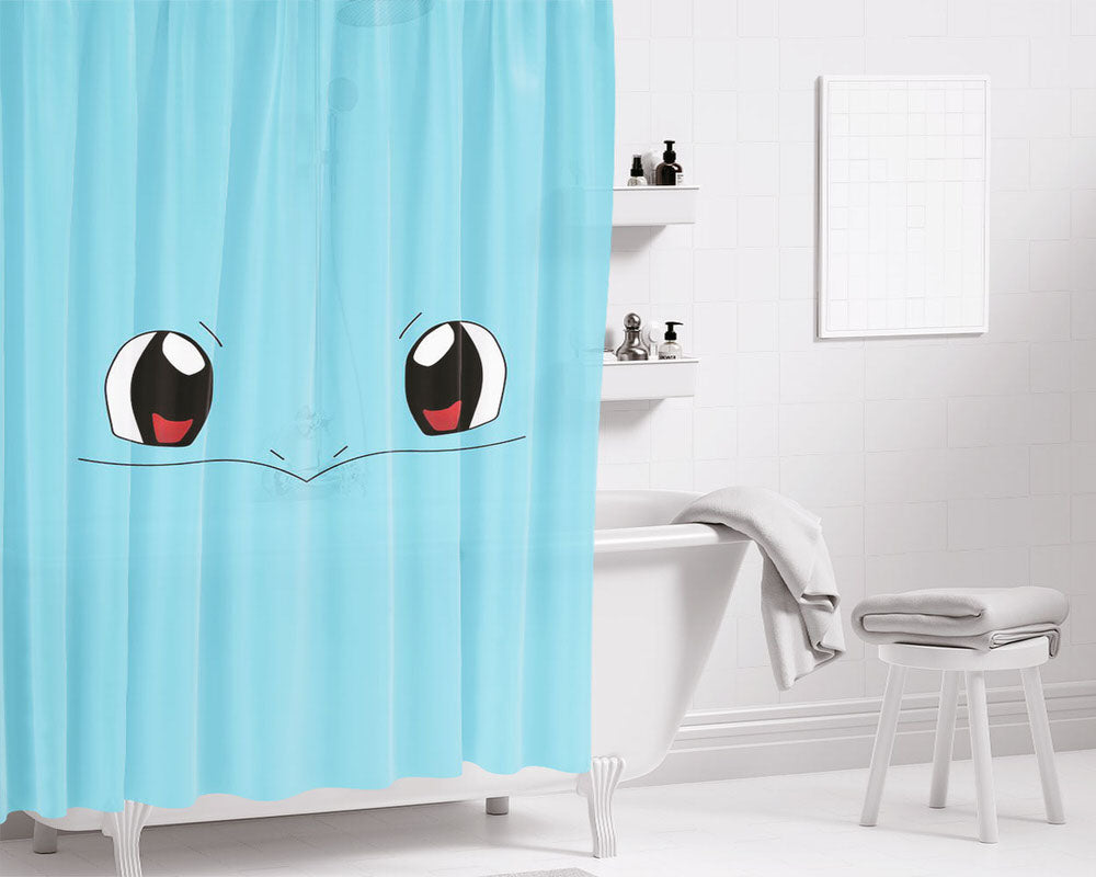 Squirtle Face Bathroom Shower Curtain Fabric Waterproof | 66 X 72 Inch