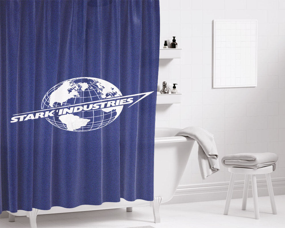 Stark Industries Blue Globe Bathroom Shower Curtain Fabric Waterproof | 66 X 72 Inch