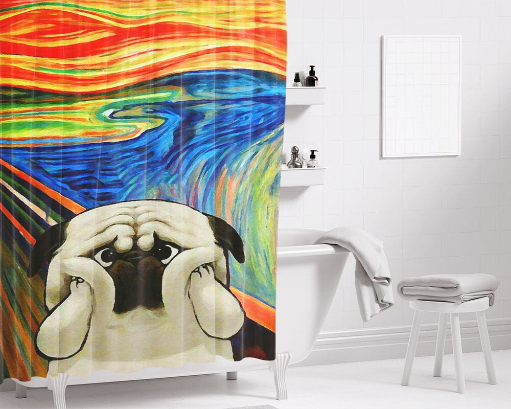Starry Afternoon Cute Dogs Bathroom Shower Curtain Fabric Waterproof | 66 X 72 Inch