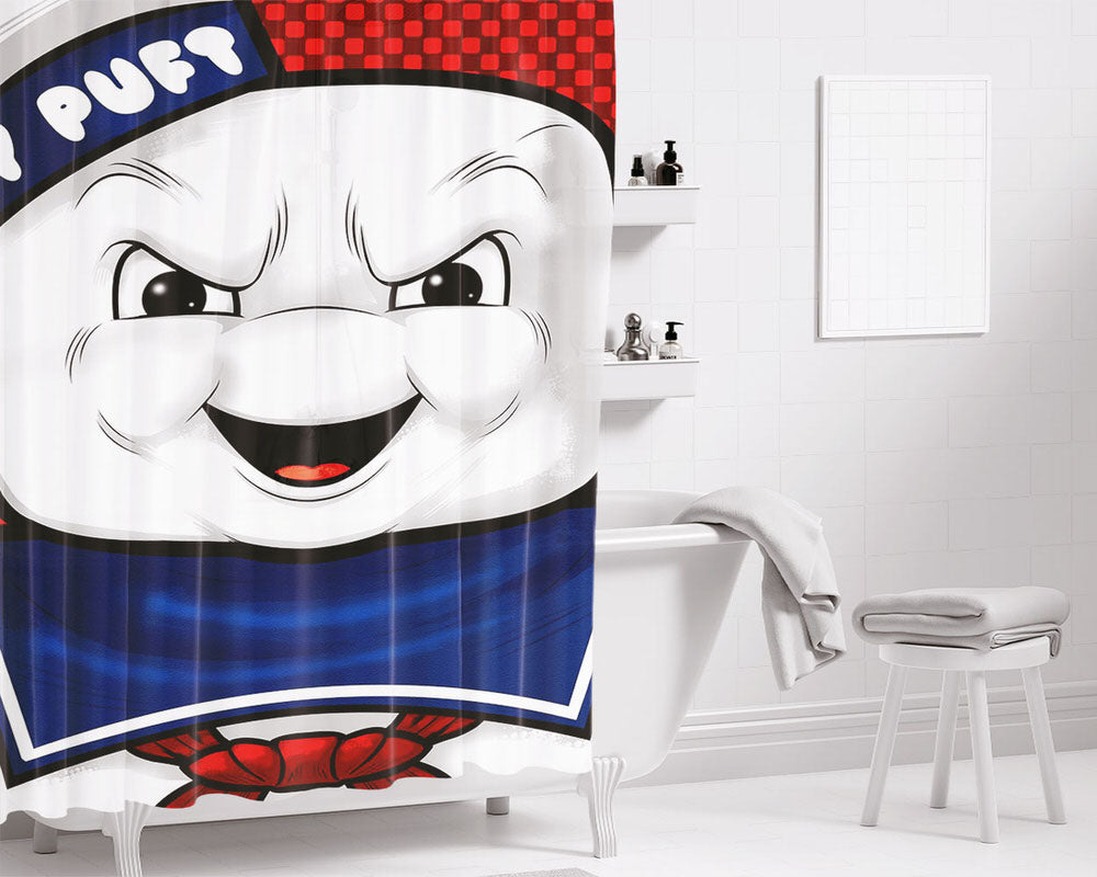 Stay Puft Marshmallow Man Bathroom Shower Curtain Fabric Waterproof | 66 X 72 Inch