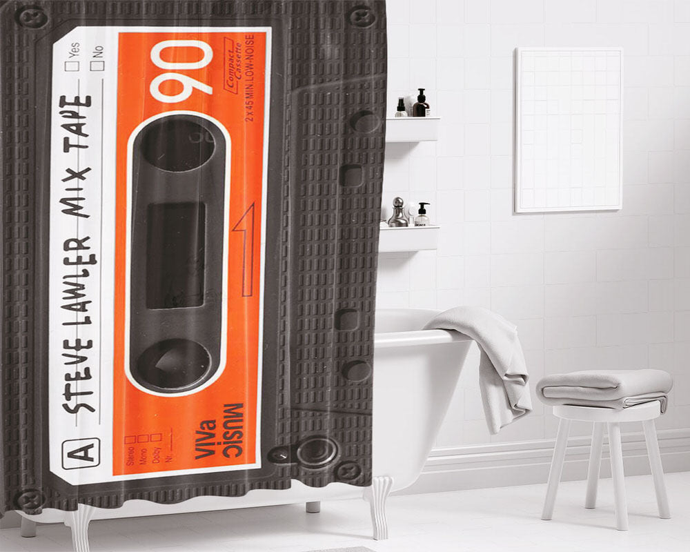Steve Lawler Mix Tape Bathroom Shower Curtain Fabric Waterproof | 66 X 72 Inch