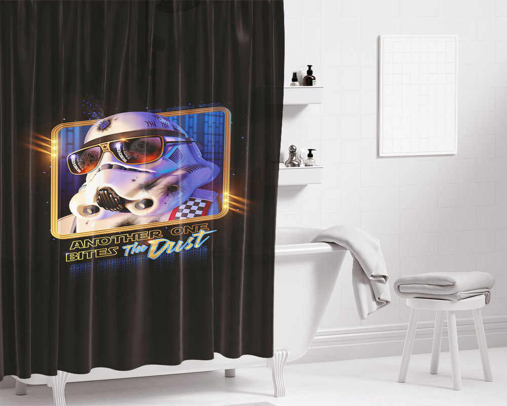 Storm Trooper 80S Style Art Wallpaper Bathroom Shower Curtain Fabric Waterproof | 66 X 72 Inch