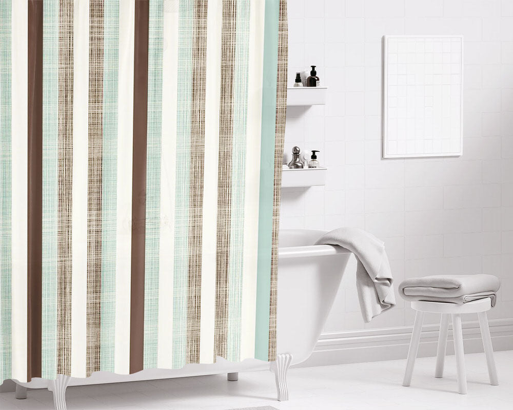 Stripe Plain Bathroom Shower Curtain Fabric Waterproof | 66 X 72 Inch