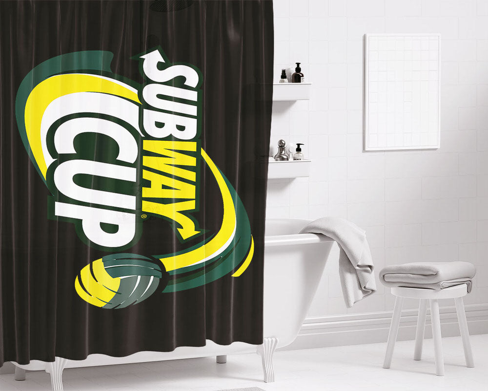 Subway Cup Logo Black Bathroom Shower Curtain Fabric Waterproof | 66 X 72 Inch