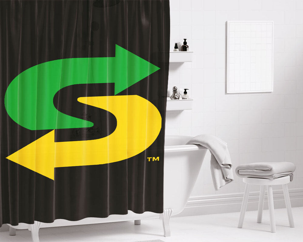 Subway Logo Black Bathroom Shower Curtain Fabric Waterproof | 66 X 72 Inch