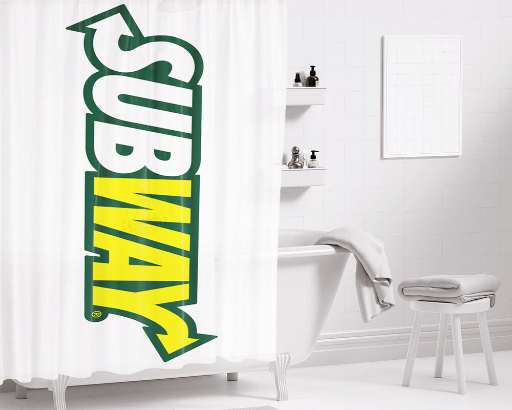 Subway Bathroom Shower Curtain Fabric Waterproof | 66 X 72 Inch