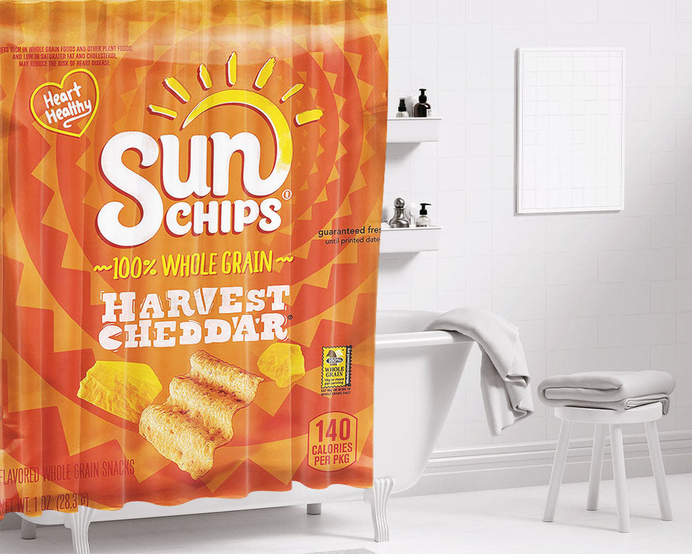 Sun Chips Grain Harvest Cheddar Bathroom Shower Curtain Fabric Waterproof | 66 X 72 Inch