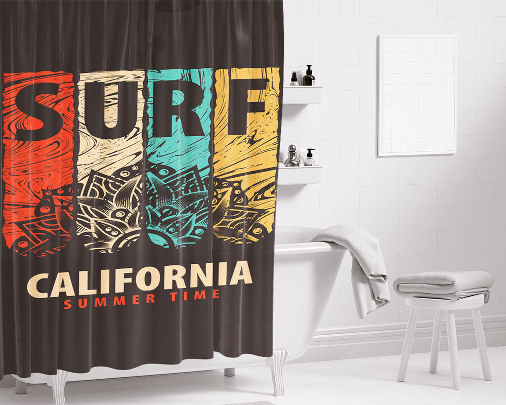 Surf Bathroom Shower Curtain Fabric Waterproof | 66 X 72 Inch