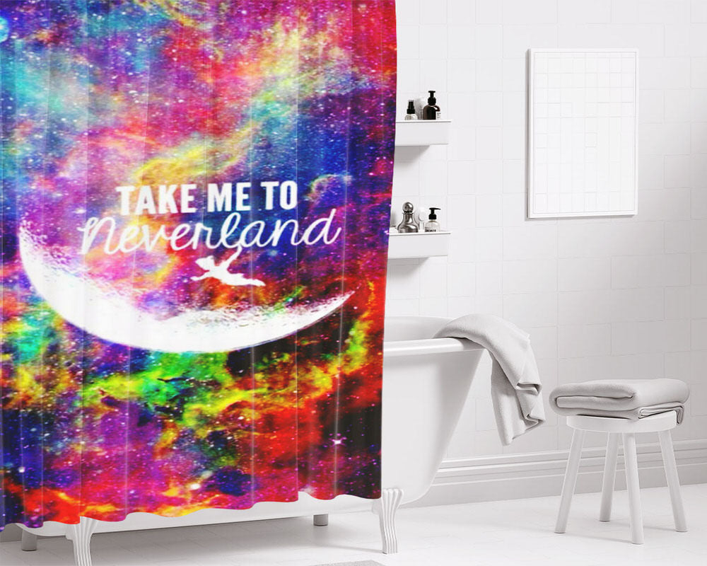 Take Me To Neverland Bathroom Shower Curtain Fabric Waterproof | 66 X 72 Inch
