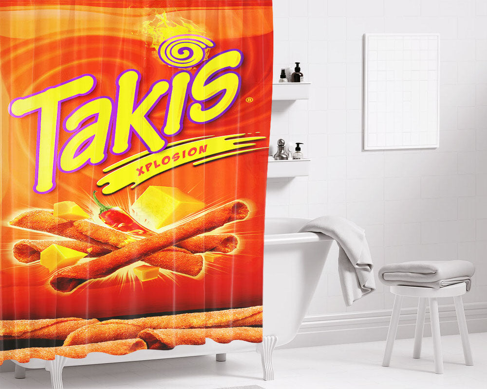 Takis Xplosion Chilli And Cheese Bathroom Shower Curtain Fabric Waterproof | 66 X 72 Inch