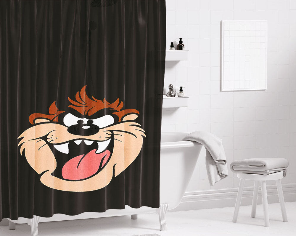 Taz-Mania Full Face Action Bathroom Shower Curtain Fabric Waterproof | 66 X 72 Inch