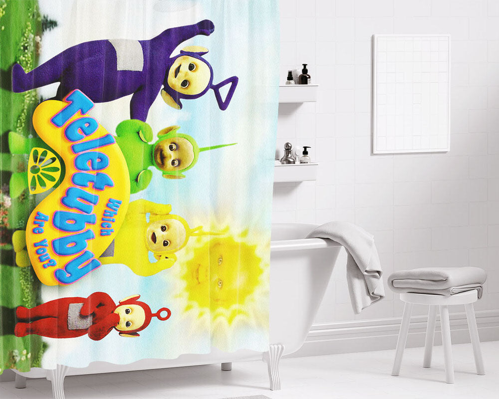 Teletubby In The Morning Bathroom Shower Curtain Fabric Waterproof | 66 X 72 Inch