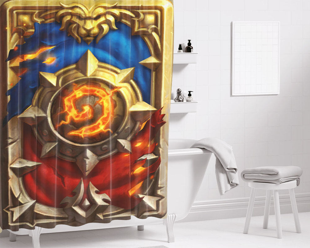 The Azeroth Is Burning Card Back Bathroom Shower Curtain Fabric Waterproof | 66 X 72 Inch