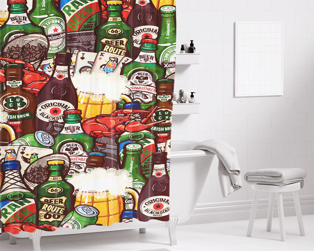 The Best Drink Labeled Collection Bathroom Shower Curtain Fabric Waterproof | 66 X 72 Inch