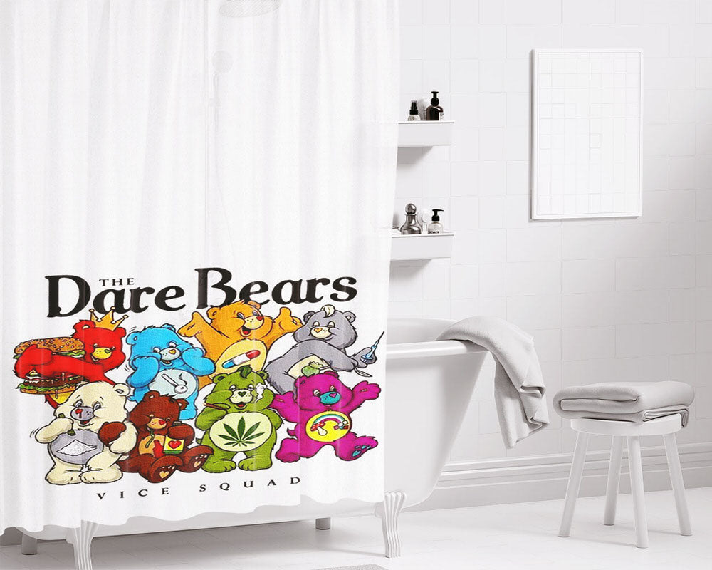 The Dare Bears Vice Squad Canvas Bathroom Shower Curtain Fabric Waterproof | 66 X 72 Inch