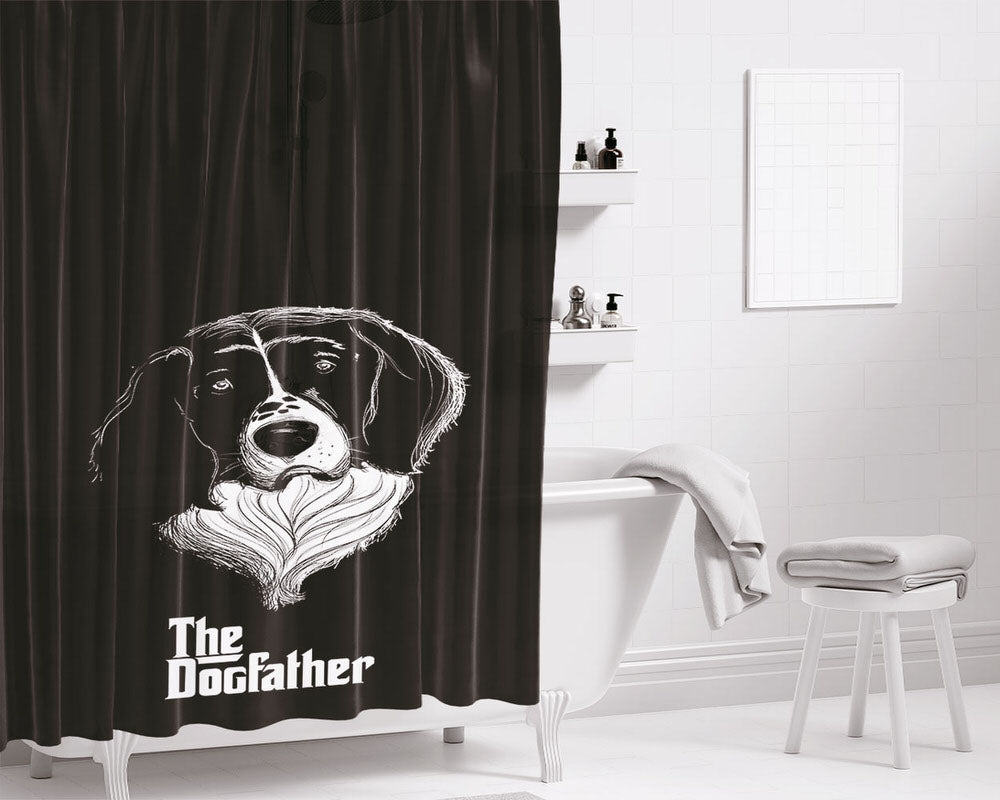 The Dogfather Art Dog Bathroom Shower Curtain Fabric Waterproof | 66 X 72 Inch
