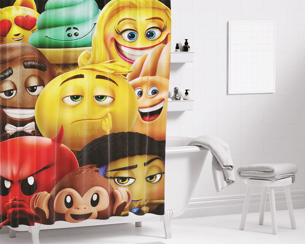 The Emoji Movie Bathroom Shower Curtain Fabric Waterproof | 66 X 72 Inch