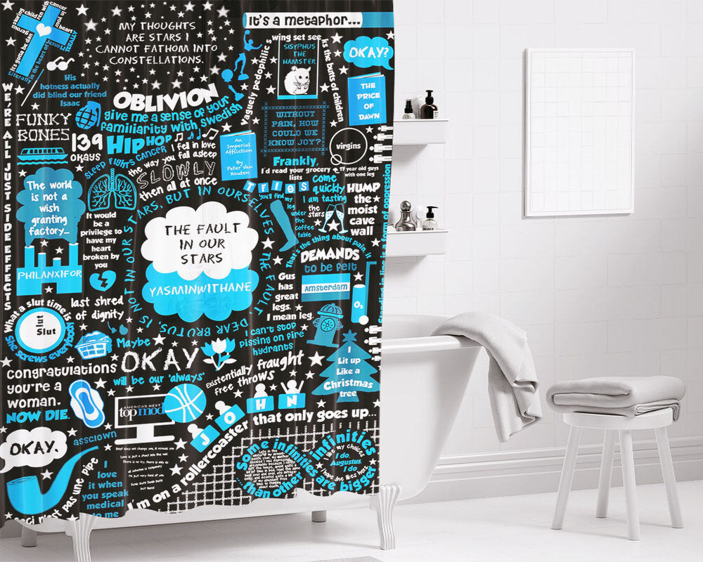 The Fault In Our Stars Art Collage Bathroom Shower Curtain Fabric Waterproof | 66 X 72 Inch