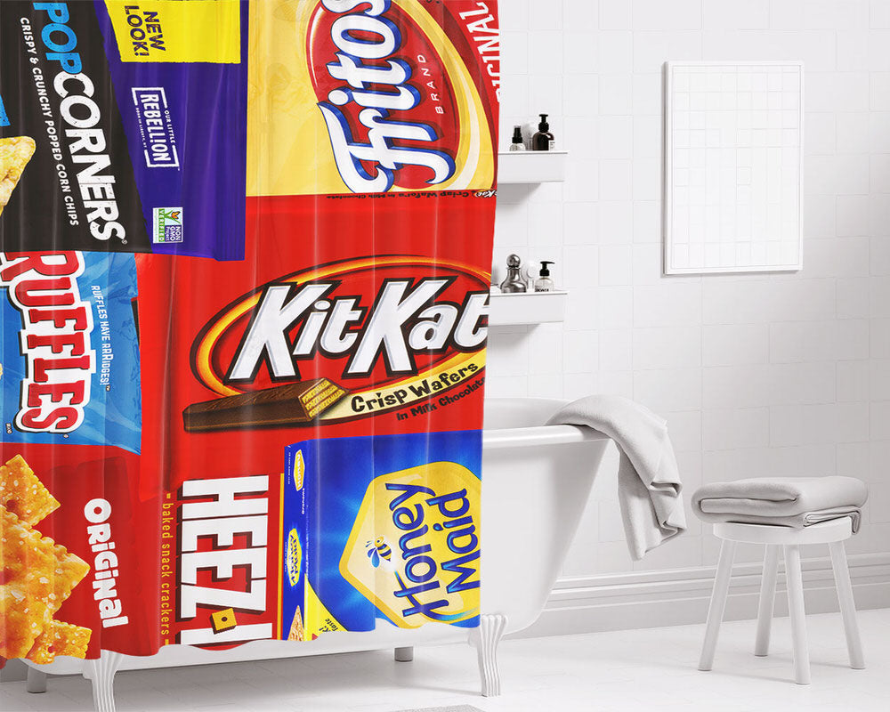 The Most Popular Snack Foods Bathroom Shower Curtain Fabric Waterproof | 66 X 72 Inch