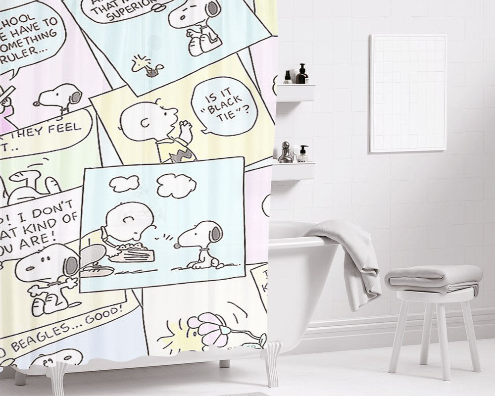 The Peanuts Comic Bathroom Shower Curtain Fabric Waterproof | 66 X 72 Inch