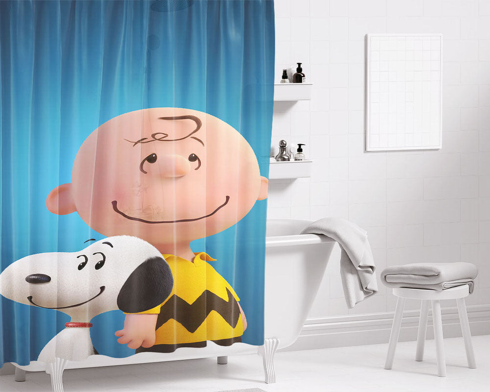 The Peanuts Movie Poster Bathroom Shower Curtain Fabric Waterproof | 66 X 72 Inch