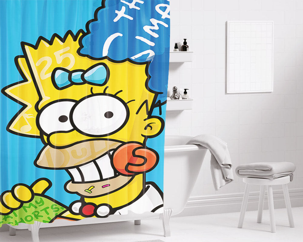 The Simpsom Face Mashup Bathroom Shower Curtain Fabric Waterproof | 66 X 72 Inch