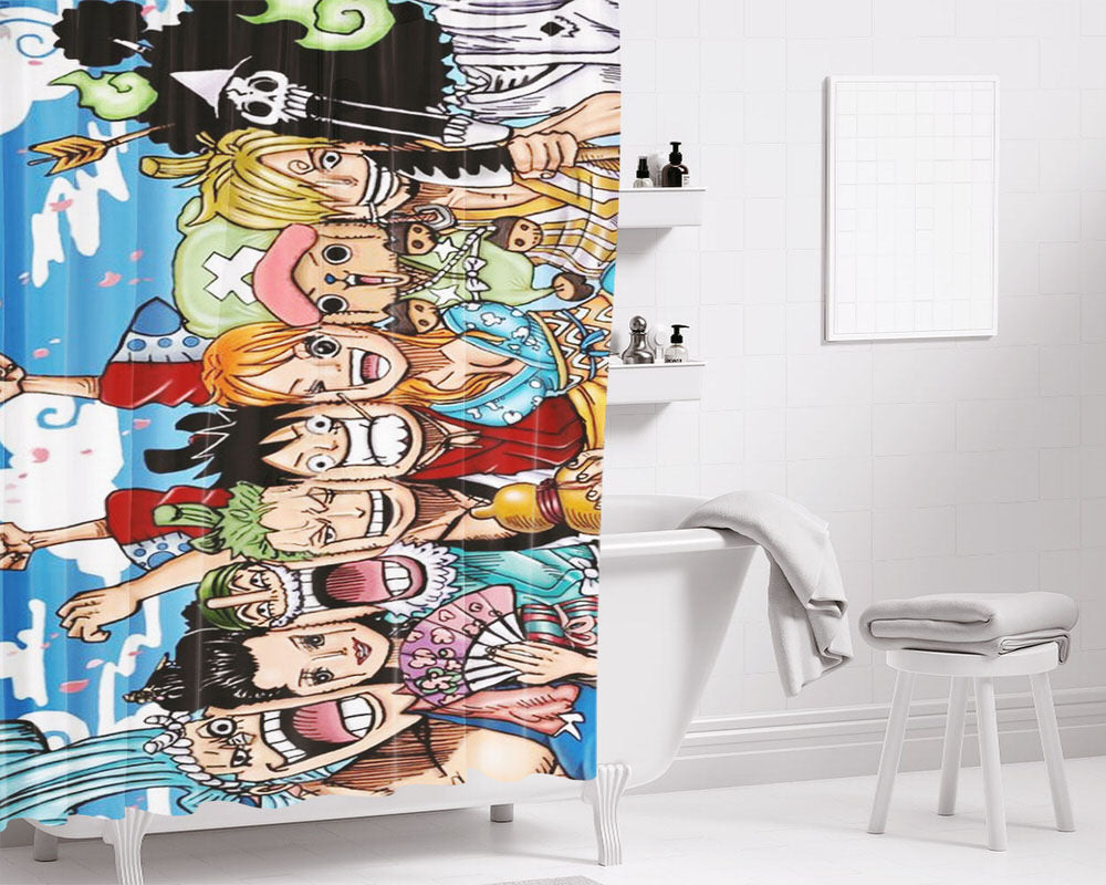 The Straw Hat Crew Bathroom Shower Curtain Fabric Waterproof | 66 X 72 Inch