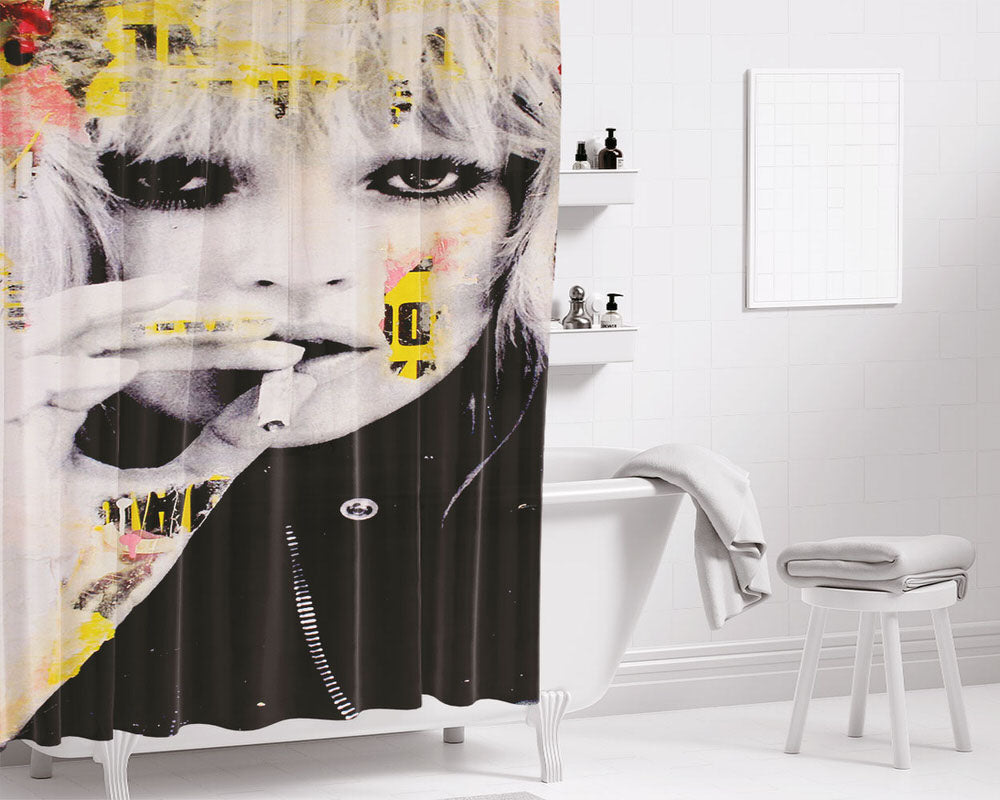 The Tank Smoking Stencil Bathroom Shower Curtain Fabric Waterproof | 66 X 72 Inch