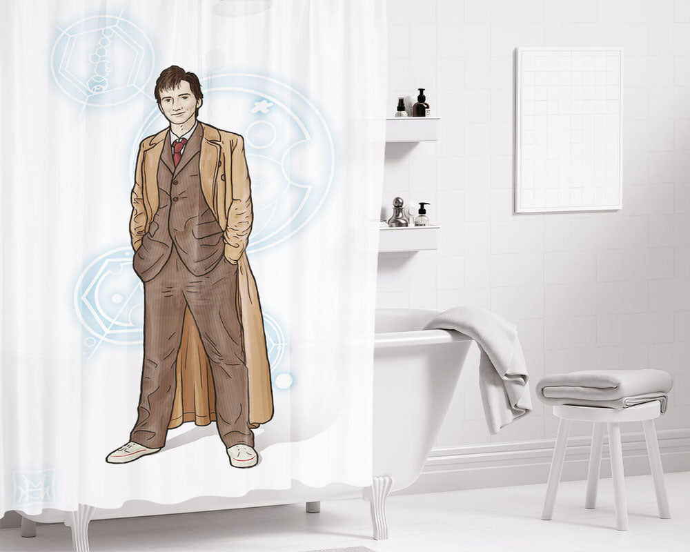 The Tenth Doctor Art Bathroom Shower Curtain Fabric Waterproof | 66 X 72 Inch