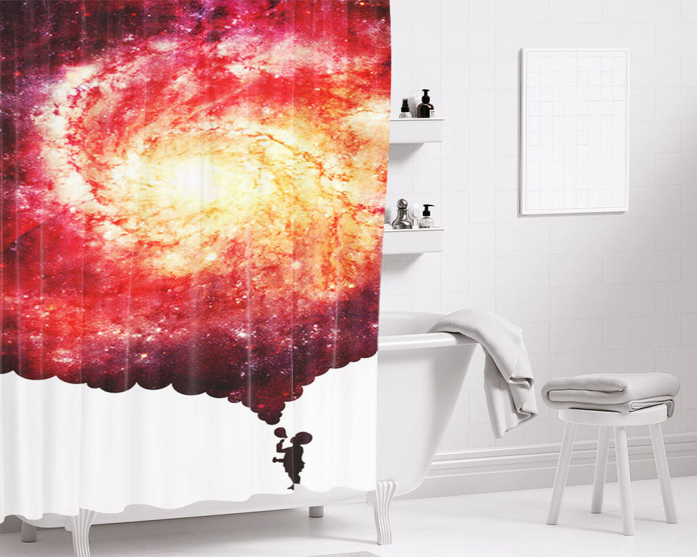 The Universe In A Soap Bubble Galaxy Bathroom Shower Curtain Fabric Waterproof | 66 X 72 Inch
