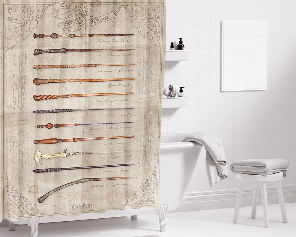 The Wand Chooses The Wizard Bathroom Shower Curtain Fabric Waterproof | 66 X 72 Inch