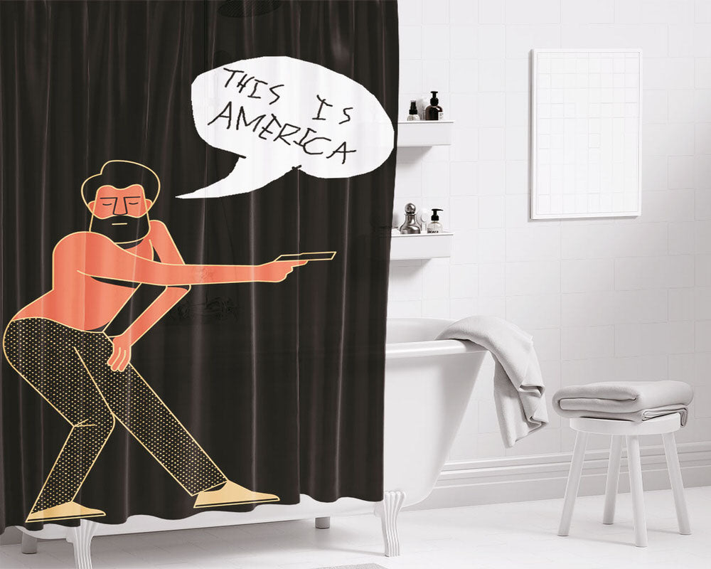 This Is America Artwork Bathroom Shower Curtain Fabric Waterproof | 66 X 72 Inch