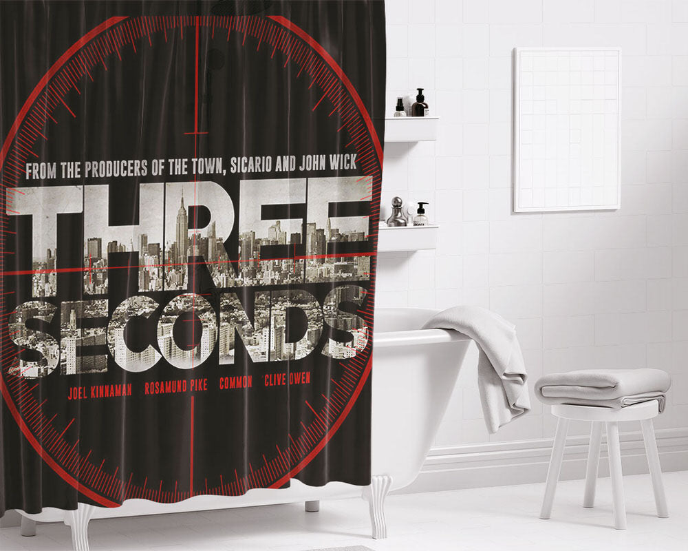 Three Seconds 2018 Movie Poster Bathroom Shower Curtain Fabric Waterproof | 66 X 72 Inch