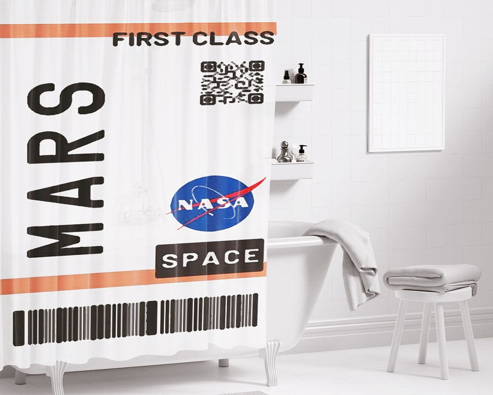 Ticket Mars Bathroom Shower Curtain Fabric Waterproof | 66 X 72 Inch