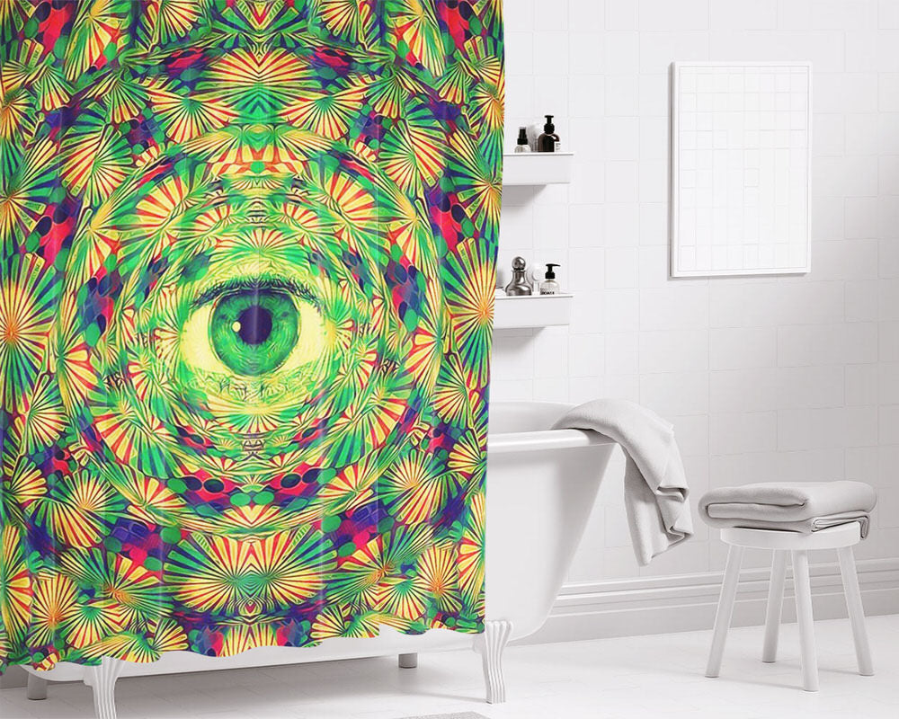Tie Dye Green Eye Bathroom Shower Curtain Fabric Waterproof | 66 X 72 Inch