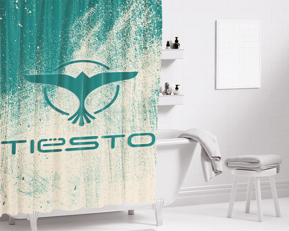 Tiesto Logo Wallpaper Bathroom Shower Curtain Fabric Waterproof | 66 X 72 Inch