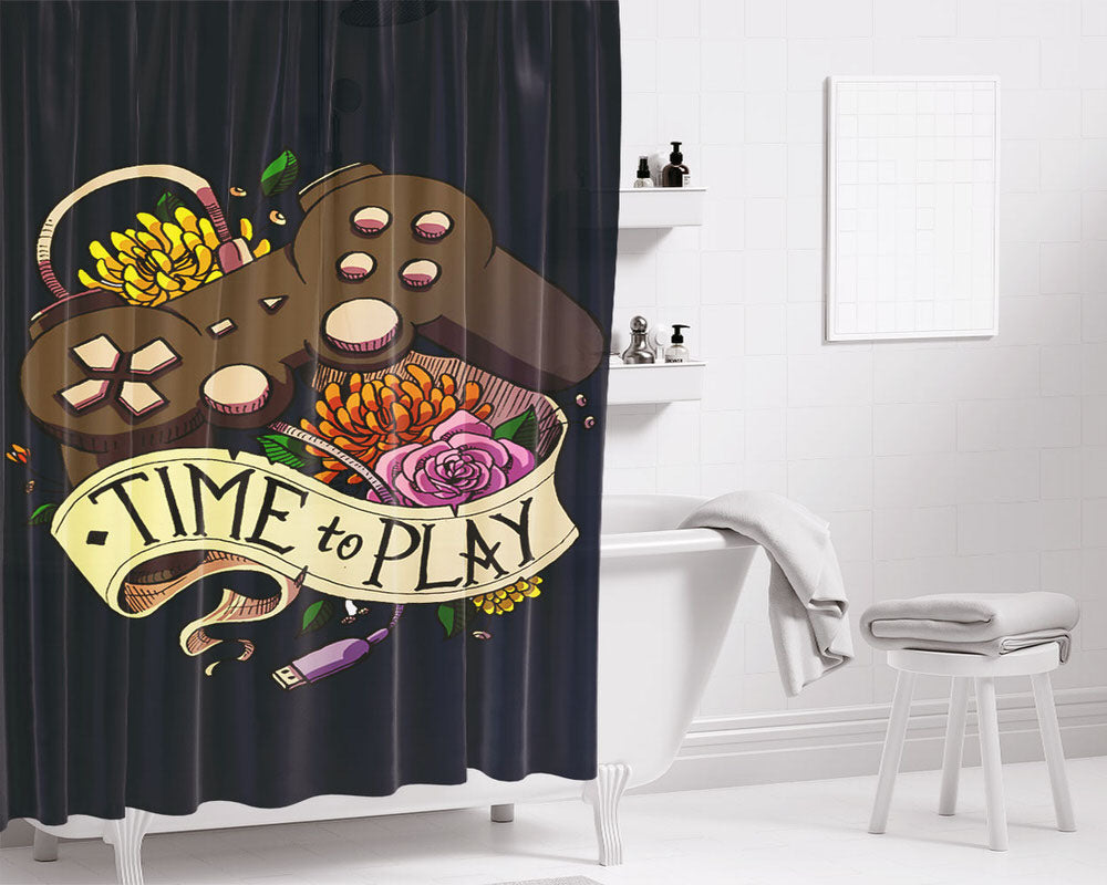 Time To Play Bathroom Shower Curtain Fabric Waterproof | 66 X 72 Inch
