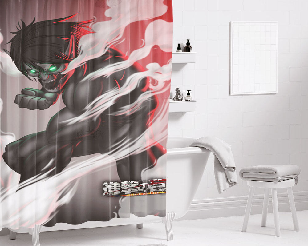 Titan Of Eren Jeager Bathroom Shower Curtain Fabric Waterproof | 66 X 72 Inch
