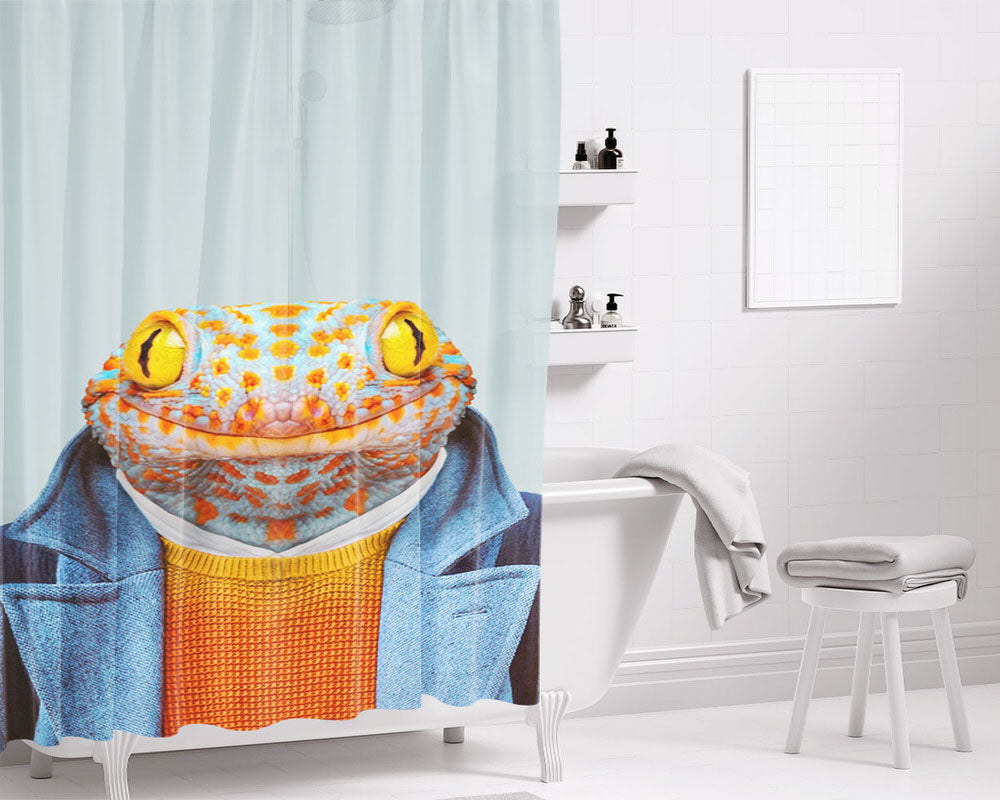 Tokay Gekko Bathroom Shower Curtain Fabric Waterproof | 66 X 72 Inch