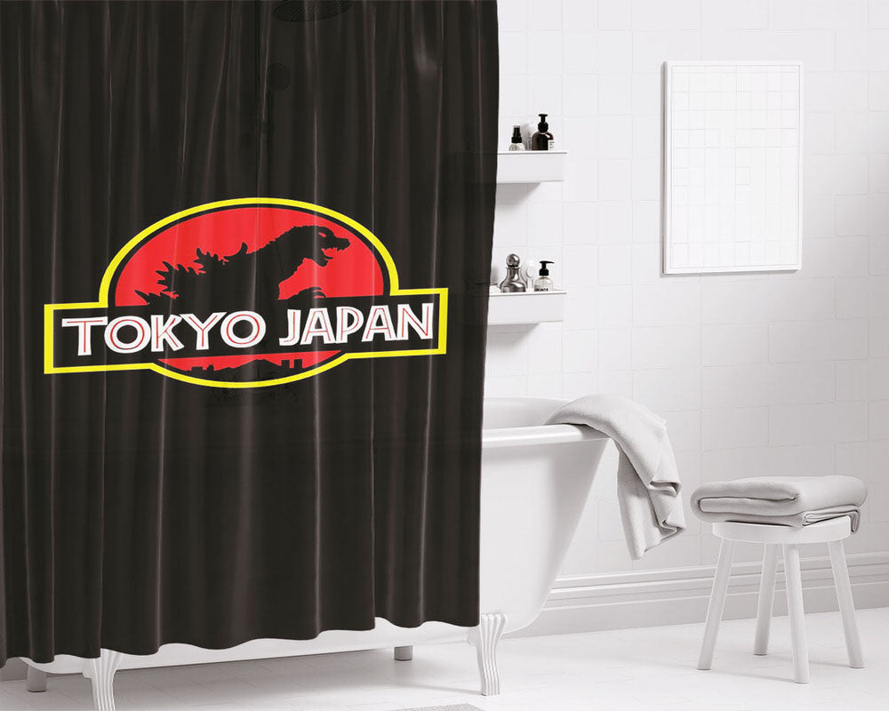 Tokyo Japan Jurrasic Park Bathroom Shower Curtain Fabric Waterproof | 66 X 72 Inch