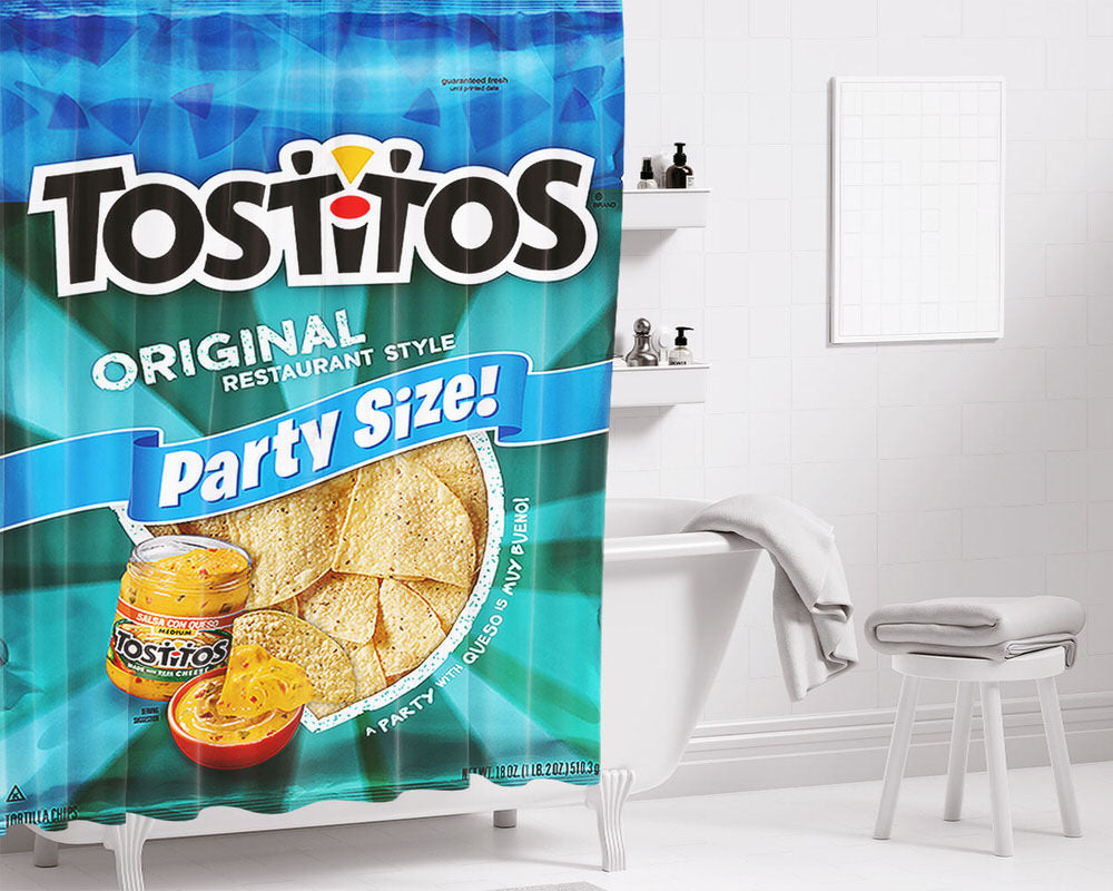 Tostis Party Size Salsa Con Qurso Bathroom Shower Curtain Fabric Waterproof | 66 X 72 Inch