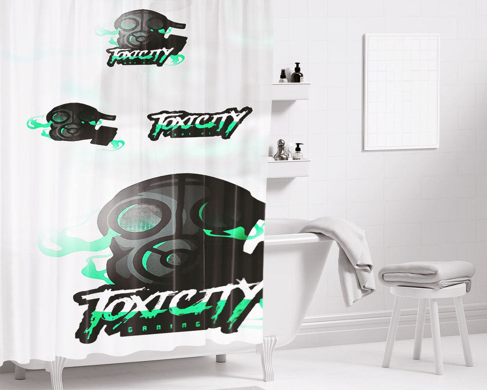 Toxicity Gaming Logo Dry Brush Bathroom Shower Curtain Fabric Waterproof | 66 X 72 Inch