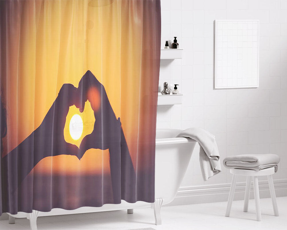Transitional Soulmates Bathroom Shower Curtain Fabric Waterproof | 66 X 72 Inch