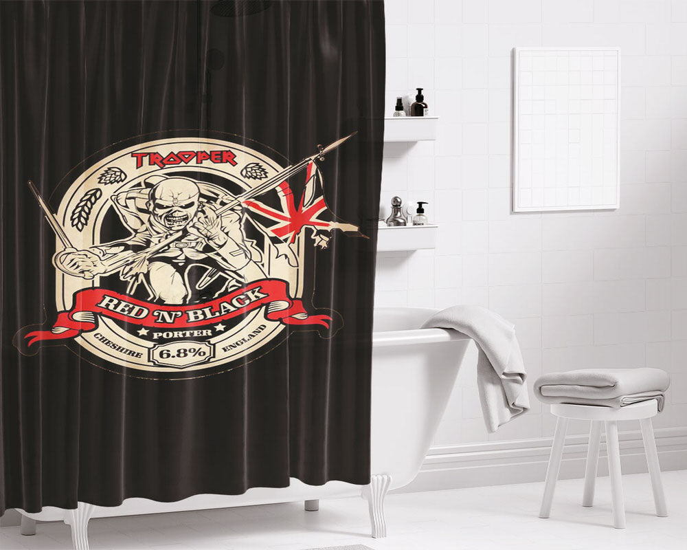 Traoper Red N Black Bathroom Shower Curtain Fabric Waterproof | 66 X 72 Inch