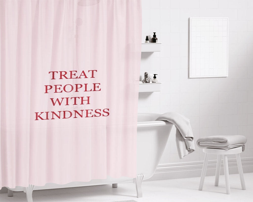 Treat People With Kindness Bathroom Shower Curtain Fabric Waterproof | 66 X 72 Inch