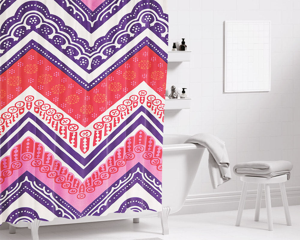 Tribal Pink Bathroom Shower Curtain Fabric Waterproof | 66 X 72 Inch