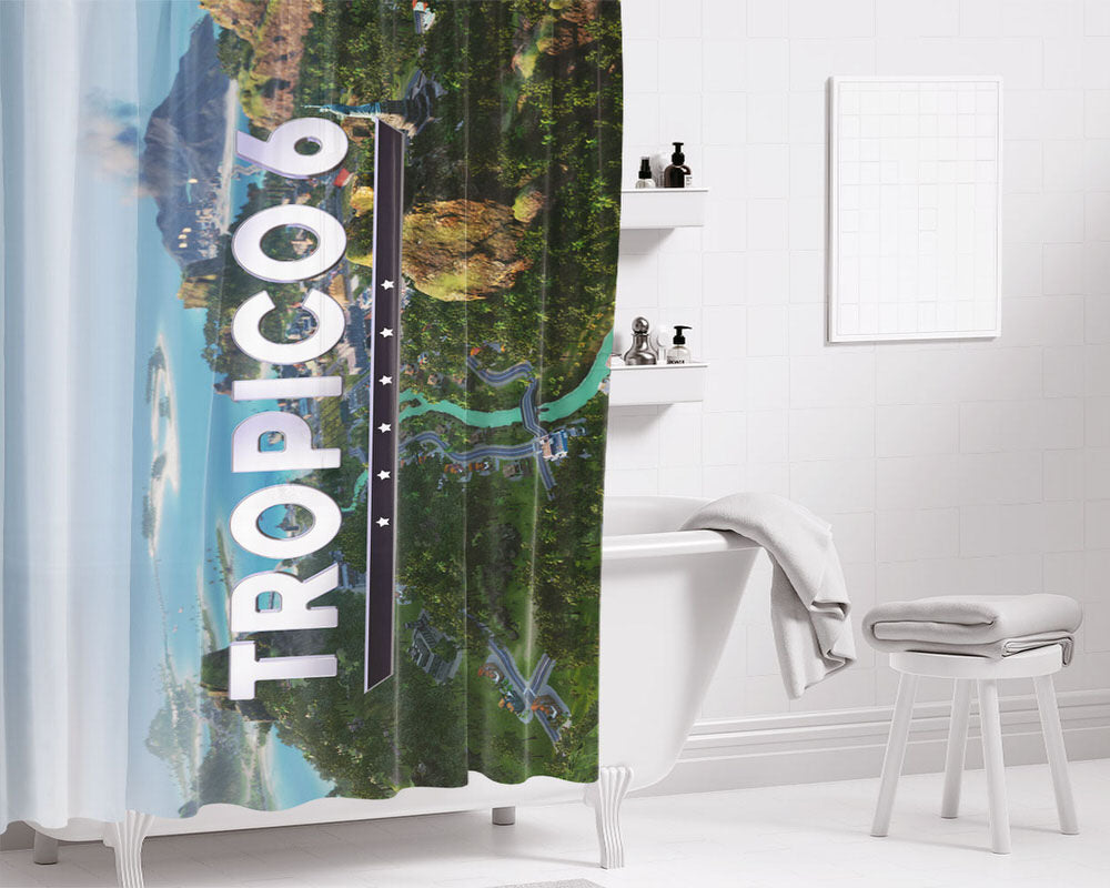 Tropico 6 Games Bathroom Shower Curtain Fabric Waterproof | 66 X 72 Inch