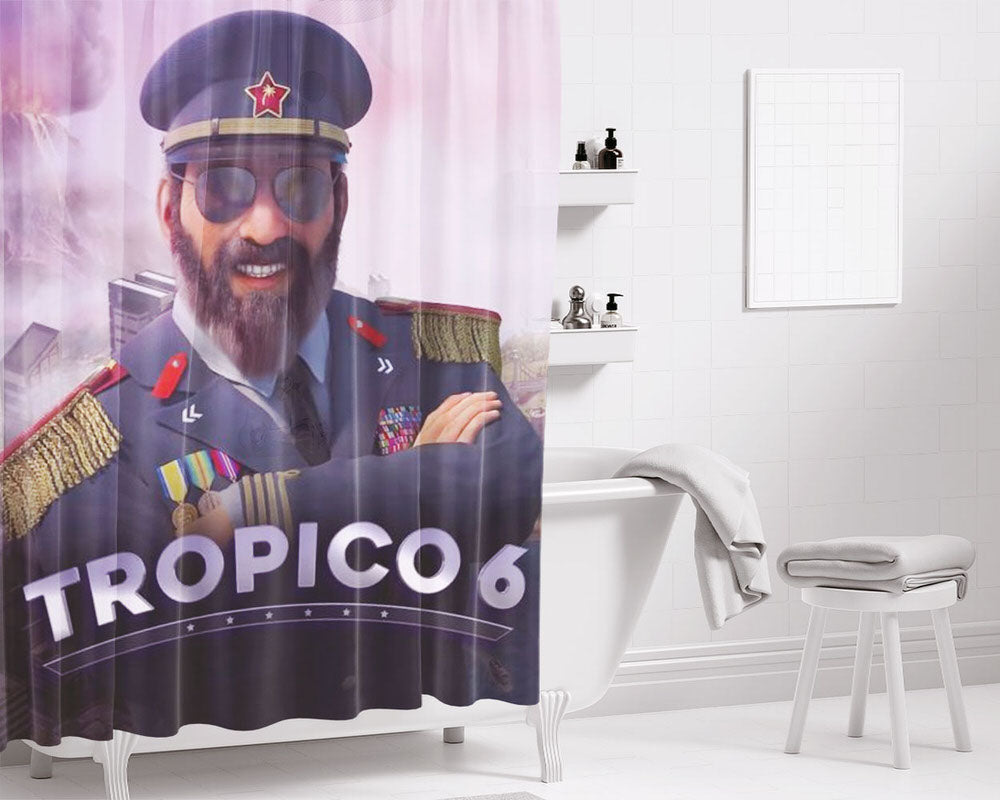 Tropico 6 Poster Games Bathroom Shower Curtain Fabric Waterproof | 66 X 72 Inch