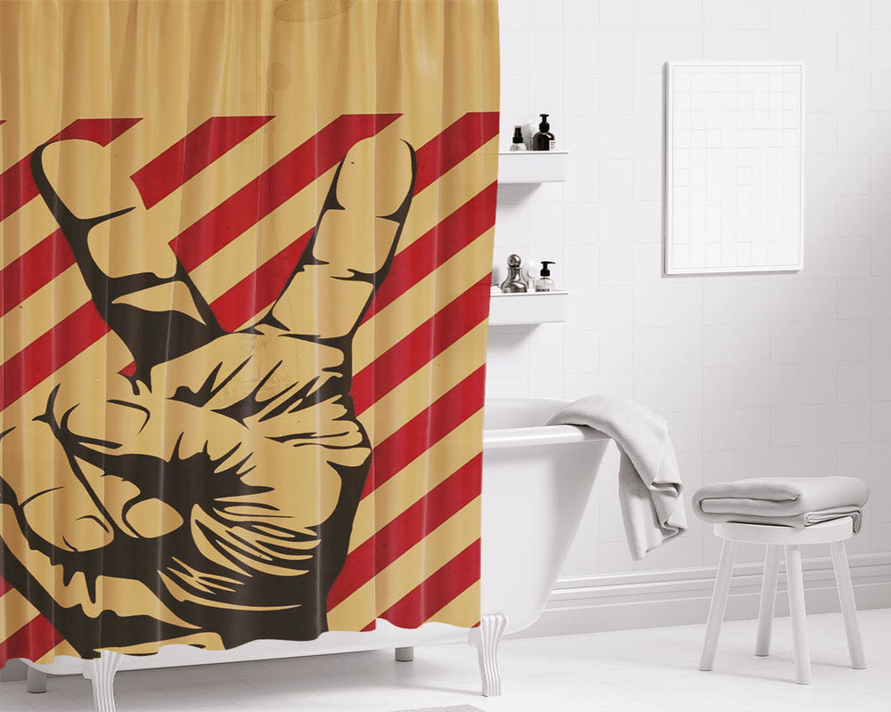 Two Fingers Bathroom Shower Curtain Fabric Waterproof | 66 X 72 Inch