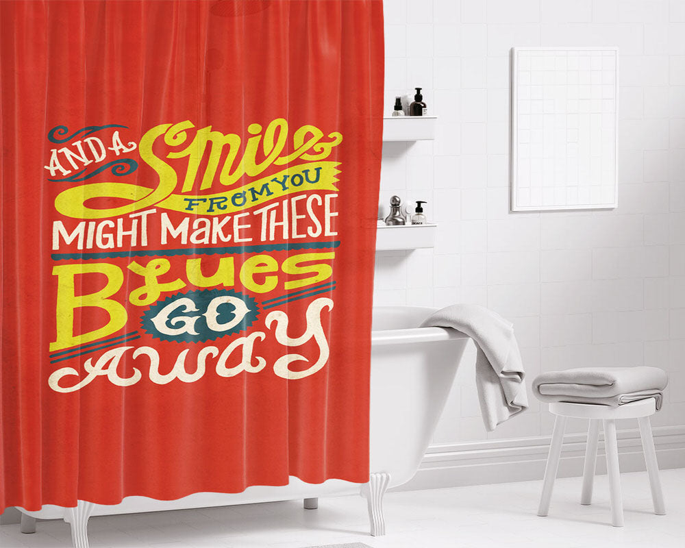 Typo Go Away Bathroom Shower Curtain Fabric Waterproof | 66 X 72 Inch